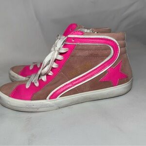 Golden Goose Slide high top sneaker|Pink Suede W/laminated pink star|EU40 US10